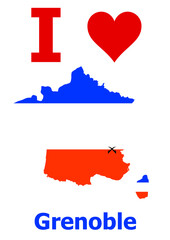 Karte von Frankreich Flagge Farbe mit der Stadt Grenoble