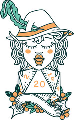 elf bard with natural twenty dice roll illustration