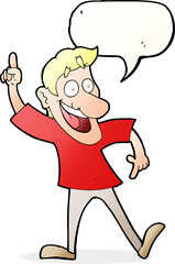 cartoon man with great idea with speech bubble