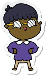 sticker of a cartoon boy wearing spectacles
