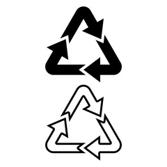 Minimalist vector of recyling, repeat, or degradable symbol.