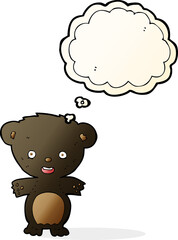 cartoon black bear with thought bubble