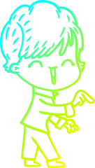 cold gradient line drawing cartoon laughing woman
