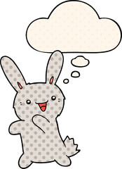 cartoon rabbit and thought bubble in comic book style