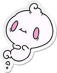 sticker cartoon of a kawaii cute ghost
