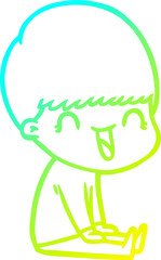 cold gradient line drawing happy cartoon boy