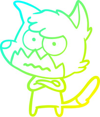 Obraz premium cold gradient line drawing cartoon annoyed fox