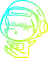 cold gradient line drawing cartoon curious astronaut