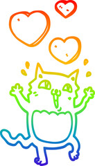 rainbow gradient line drawing cartoon cat crazy in love