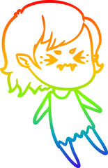 rainbow gradient line drawing annoyed cartoon vampire girl