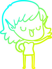 cold gradient line drawing cartoon elf girl