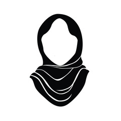 Women hijab icon. female saudi arab. Beautiful muslim girl avatar. head scarf Eastern Women's Clothing logo. solid style pictogram. Vector illustration. Design on white background. EPS 10