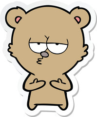 sticker of a bored bear cartoon