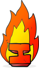 cartoon flaming letter I