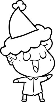 recommend clip art: laughing line drawing of a man wearing santa hat