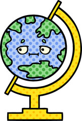 comic book style cartoon globe of the world