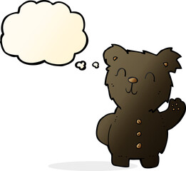 Naklejka premium cartoon black bear with thought bubble