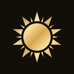 Golden celestial sun icon logo. Simple modern abstract design for templates, prints, web, social media posts
