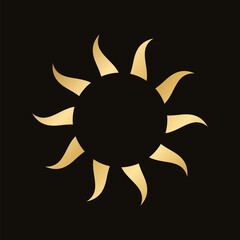 Golden celestial sun icon logo. Simple modern abstract design for templates, prints, web, social media posts