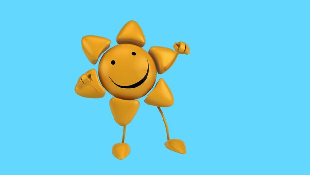 Fun 3D cartoon sun dancing (with alpha channel included)