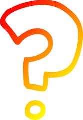 warm gradient line drawing cartoon question mark