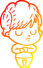 warm gradient line drawing cartoon woman