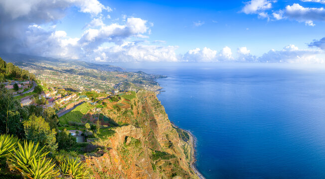 Aerial view from the highest Cabo Girao, Madeira island, Portugal
