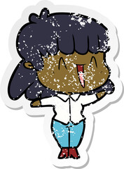distressed sticker of a cartoon woman