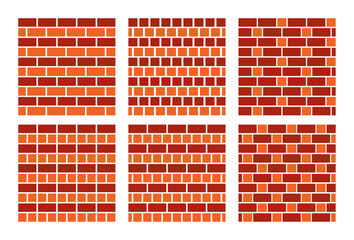 Brick wall. Seamless pattern of brickwork. Isolated vector illustration on a white background. Brick background. A wall of cobblestones. Collection of brick textures