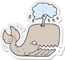 sticker of a cartoon whale spouting water