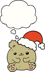 cute cartoon christmas bear and thought bubble
