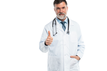 Cheerful mature doctor posing and smiling at camera, healthcare and medicine