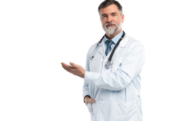 Cheerful mature doctor posing and smiling at camera, healthcare and medicine