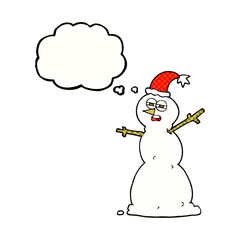thought bubble cartoon unhappy snowman