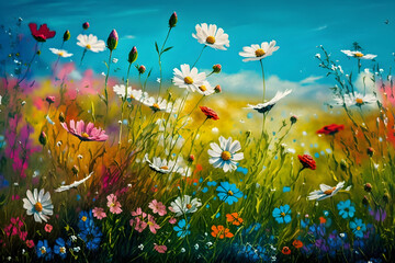 Obraz na płótnie Canvas Beauty of Spring and the Colorful Flower Meadow. Generative AI
