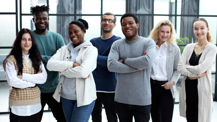 Obraz premium Happy diverse professional business team in casual wear.