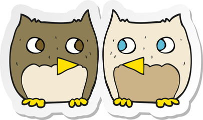 sticker of a cute cartoon owls