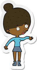 sticker of a cartoon surprised woman