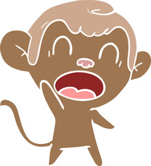 shouting flat color style cartoon monkey