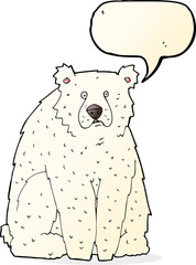 cartoon funny polar bear with speech bubble