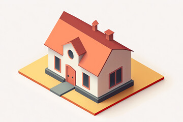 graphic of a small family house with red peaked roof and chimneys created with Generative AI technology