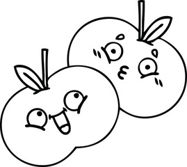 line drawing cartoon apples