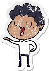 distressed sticker of a laughing cartoon man