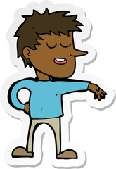 sticker of a cartoon man making dismissive gesture