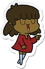 sticker of a cartoon woman laughing