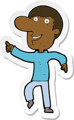 sticker of a cartoon happy man dancing