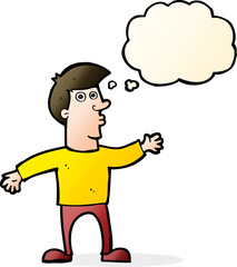 Obraz premium cartoon worried man with thought bubble