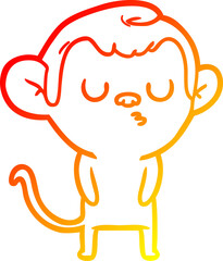 warm gradient line drawing cartoon monkey