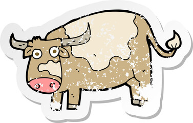retro distressed sticker of a cartoon cow