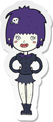 sticker of a cartoon happy vampire girl